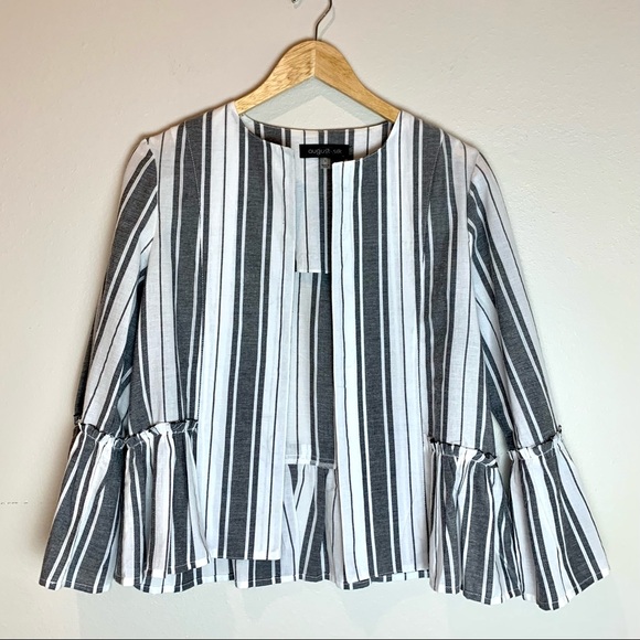 August Silk Gray/White Striped Jacket Small - Picture 6 of 7